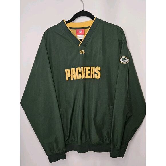 NFL Team Apparel Green Bay Packers Mens Size Large Pull-Over Green Wind Breaker - Picture 1 of 8